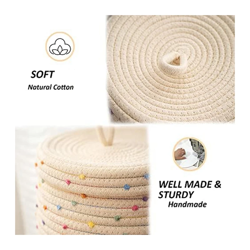 Small Rope Basket Small Decorative Toy Basket Small Round Woven Storage Basket With Lid For Organizing