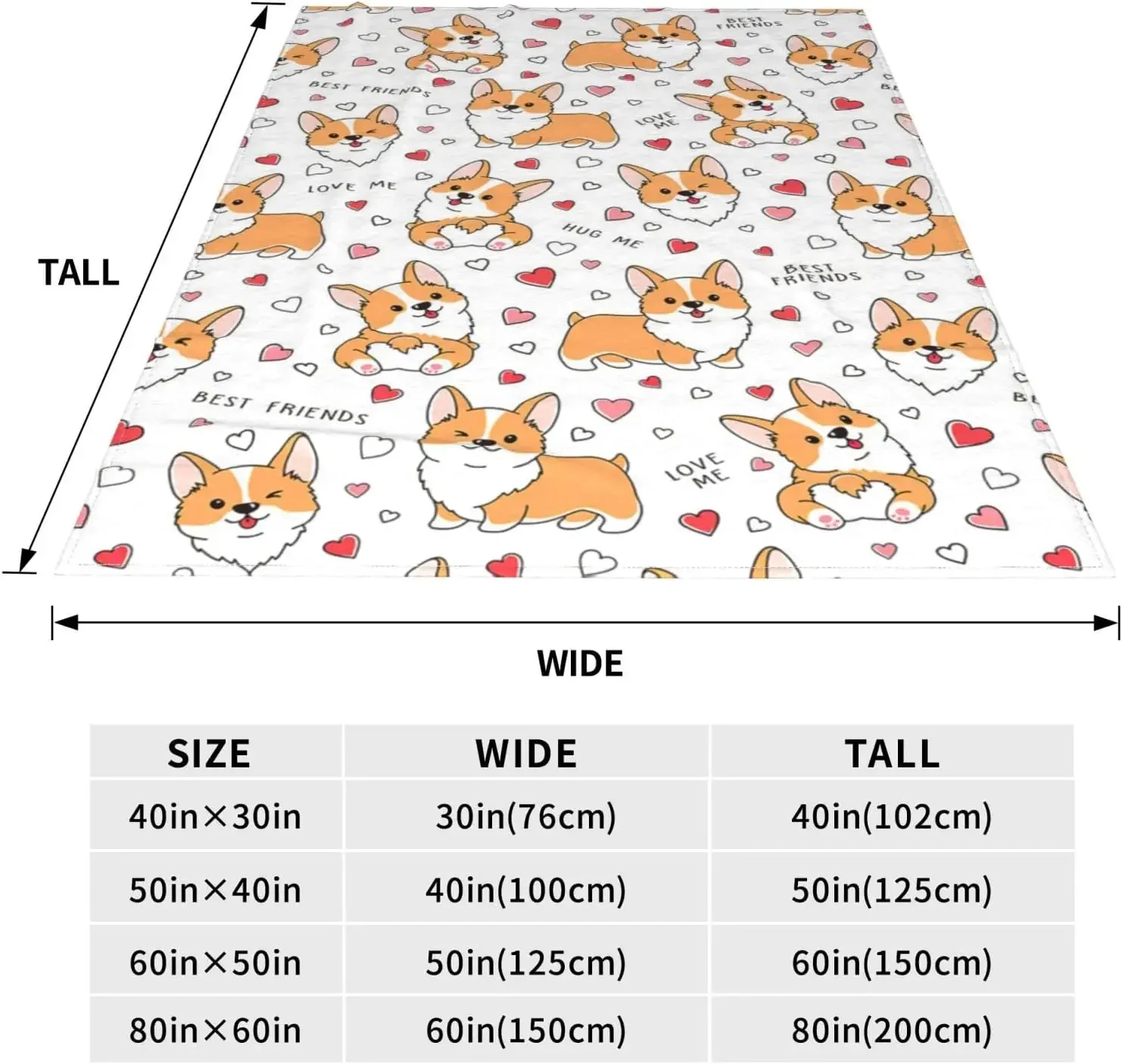 Corgi Blanket Cute Pet Dog Corgi Throw Blankets Super Soft Flannel Cozy Cartoon Pattern Animals Blanket Warm Lightweight