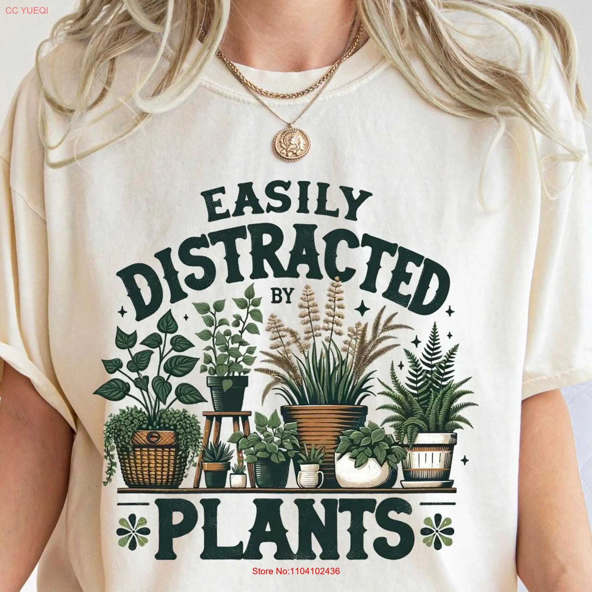 Comfort Colors Gardening T Shirt Plant Mom Fall Crewneck Lover Easily Distracted By Plants For long or short sleeves