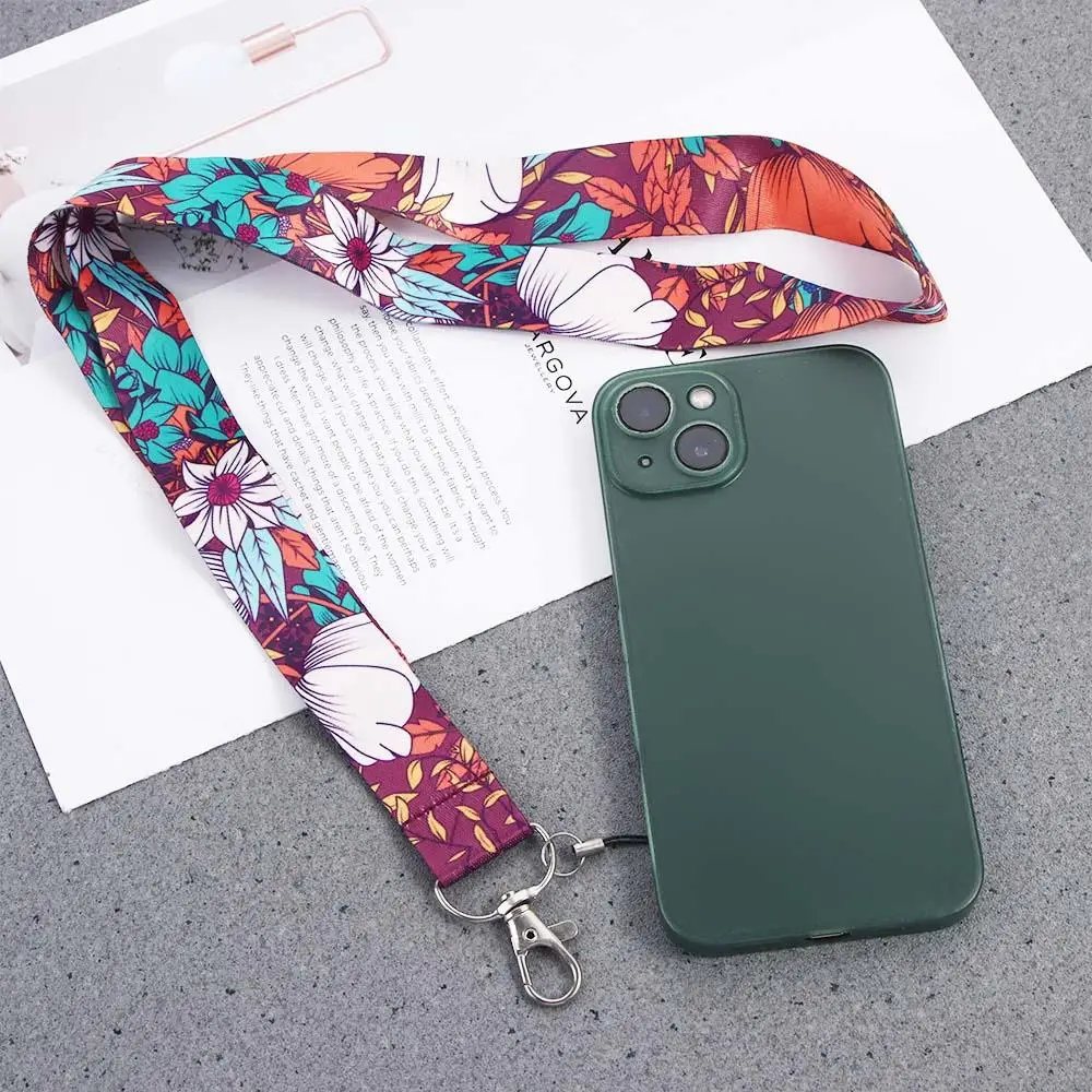 Tag Holder Mobile Phone Strap Key Ring Holder Webbings Ribbon Flower Lanyard Badge Holder Keys Keychain ID Card Pass Hang Rope