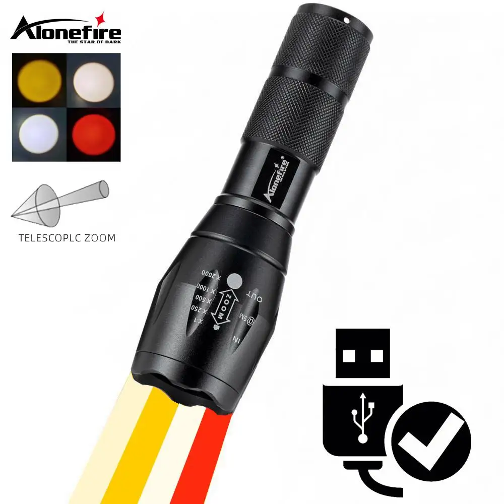 التكبير الأصفر + البرتقالي مصباح LED مصباح يدوي عالية الطاقة في الهواء الطلق الصيد التخييم الصيد التصوير الفوتوغرافي صورة شخصية المحيطة ملء ضوء الشعلة