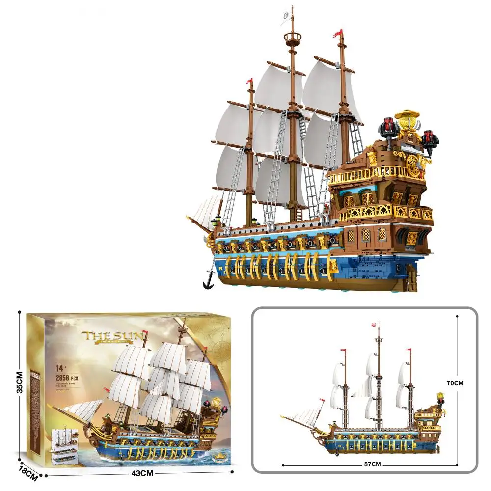 

Royal Pirate Ship Building Set for Adults, 2830 Pcs, Collectible Luxury Display Pirate Ship Model, Toys Gift for Kids Age 8+
