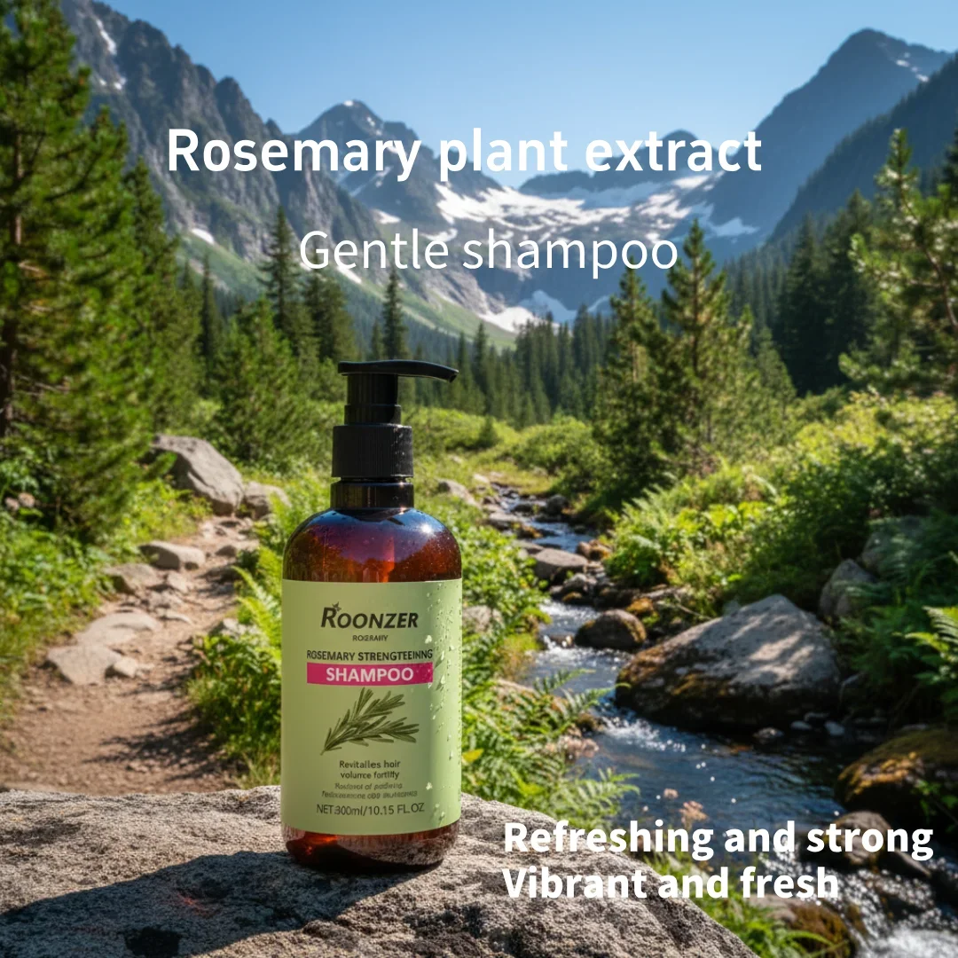 

300ml Rosemary shampoo, moisturizing, gentle cleansing, makes hair soft and silky, soothing and relaxing.