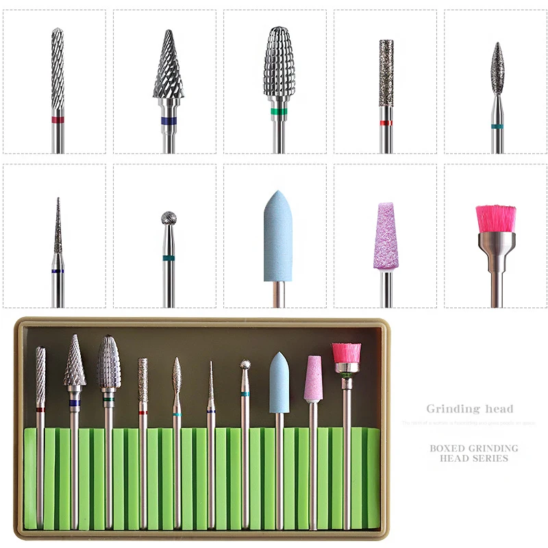 

10pcs Nail Art Tungsten Steel Milling Cutter Set Ceramic Nail Drill Bit Electric Drill Nail Machine Pedicure Tool Accessories