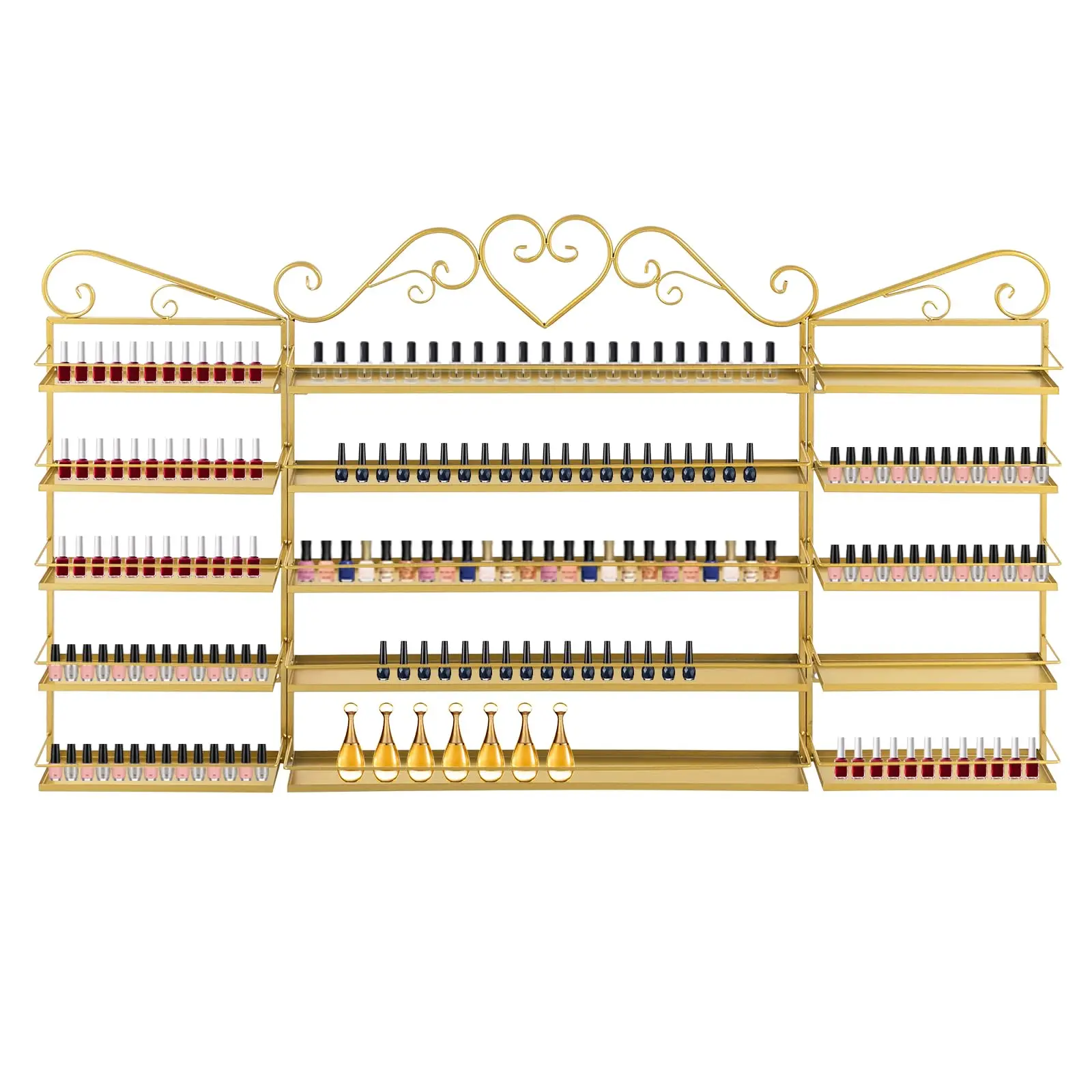 

5 Tiers Wall-Mounted Nail Polish Storage Racks Metal Nail Polish Holder Cosmetic Display Case Lipstick Perfume Wall-Mounted Shel