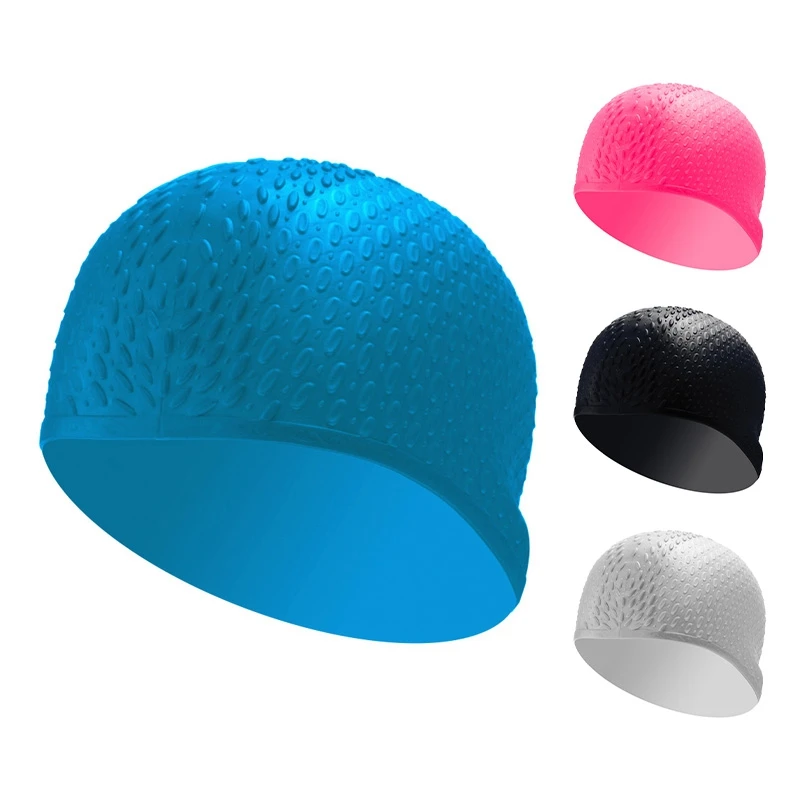 

Silicone Waterproof Swimming Caps Protect Ears Long Hair Sports Swim Pool Hat Swimming Cap Free Size For Men & Women