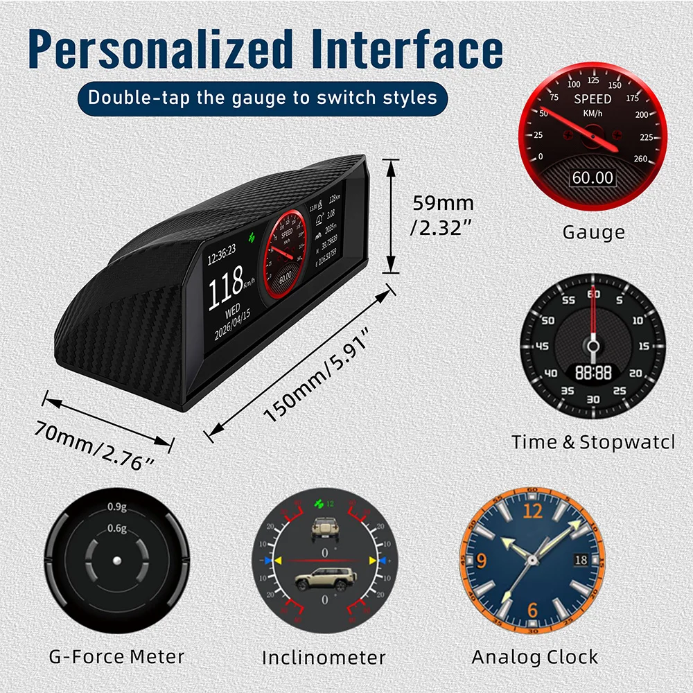 New Car Head Up Display Vehicle Speed Gauge RPM Water Temp Voltage Meter Touchscreen Dash Monitor OBD GPS X300 HUD With Alarm