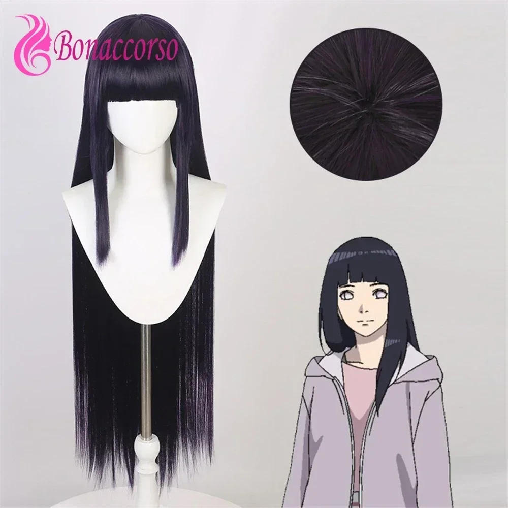 

Cosplay Hinata Hyuuga Dark Blue 40 Inch Long Straight Wig Blunt Bangs Cute Girl Anime Comic Con Coser Wig Daily Party And Use