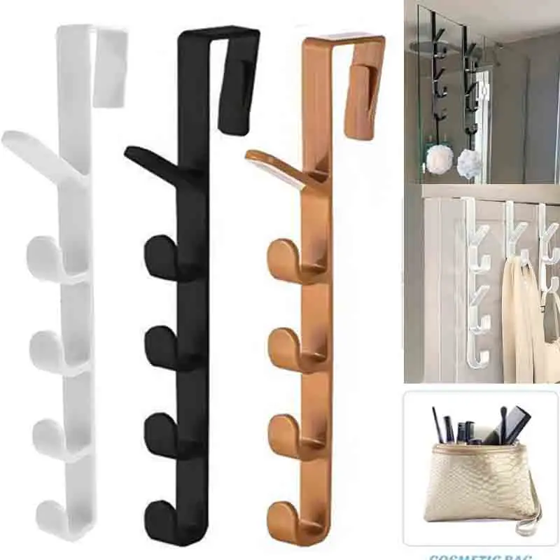 

Back Door Hooks Suit 4.5cm Thick Door Coat Hanger 5 ABS Plastic Vertical Hooks Space-Saving Design Back Hooks for Coat Hats