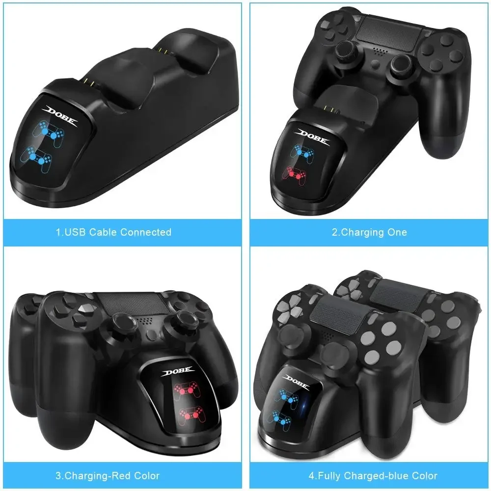 YOTEEN para cargador de controlador PS4 para Dualshock 4 estación de carga Dual con pantalla de visualización soporte para mando