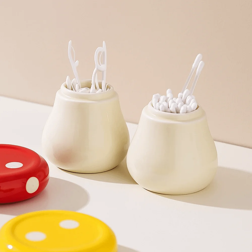 

Multi-function Ceramics Mushroom Toothpick Box Cute Decorative Toothpick Dispenser Dust-proof Toothbridge Holder Gift