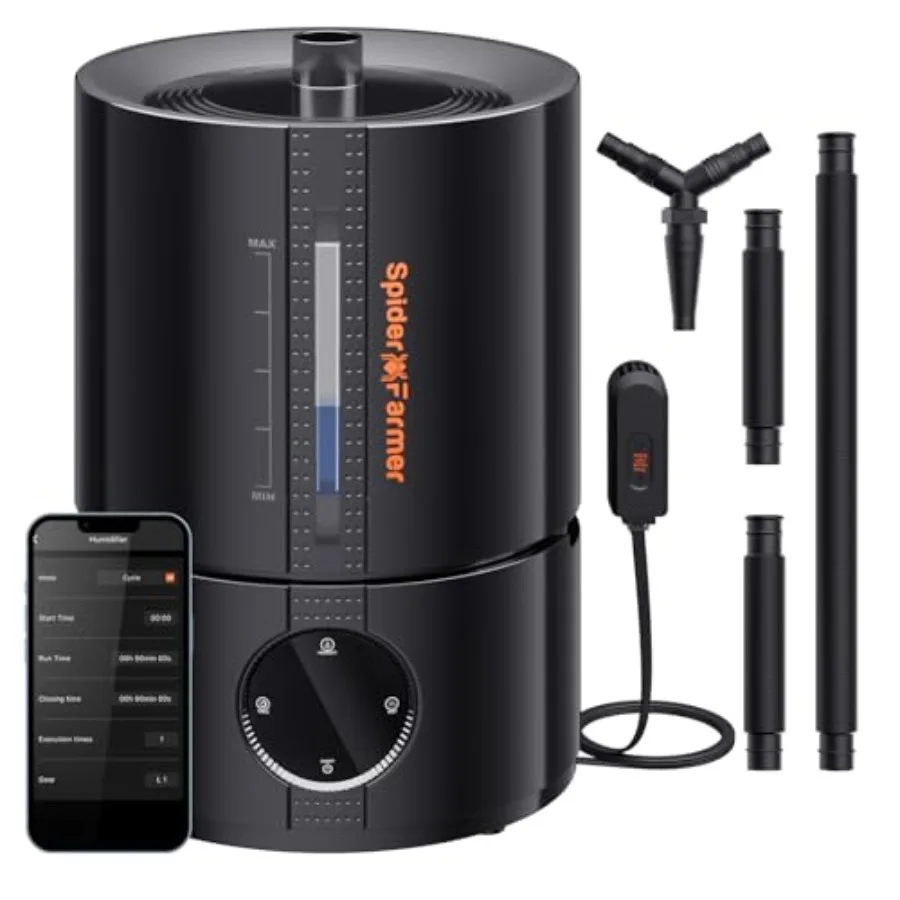 New 450ml/h Humidifier for Plants Grow Tent Large Room, GGS Smart Customized Humidity Control Cool Mist with Extendable Targeti