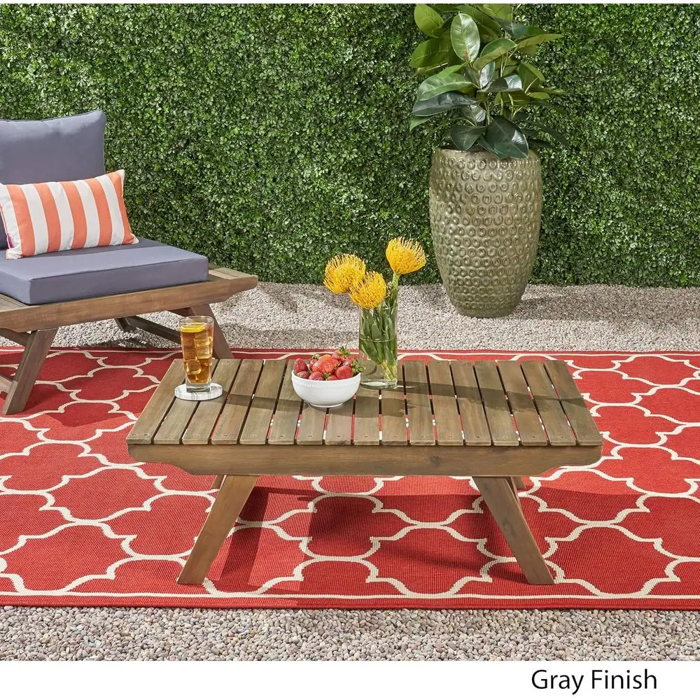 طاولة قهوة خشبية خارجية ملونة باللون الرمادي من كايل #4