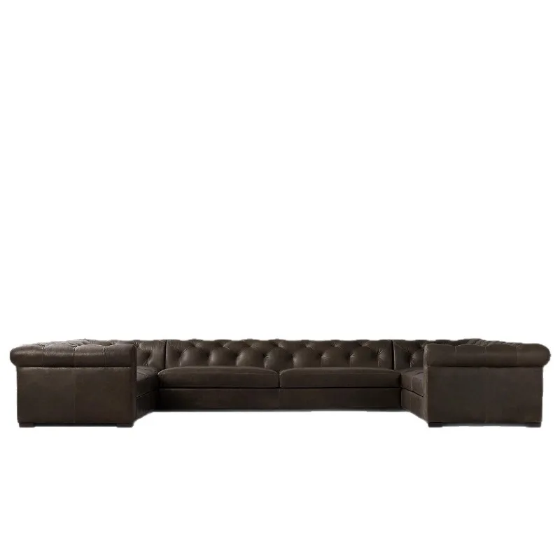

Sofa living room Italian first layer cowhide American pull point size modern simple sofa combination