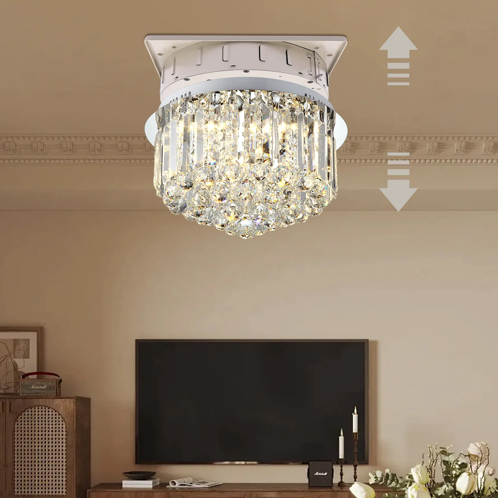 110V 2-in-1 รอกไฟฟ้าระบบยกเพดาน,220lbs ความจุ,5M Lift สําหรับ Villas Home Hotel