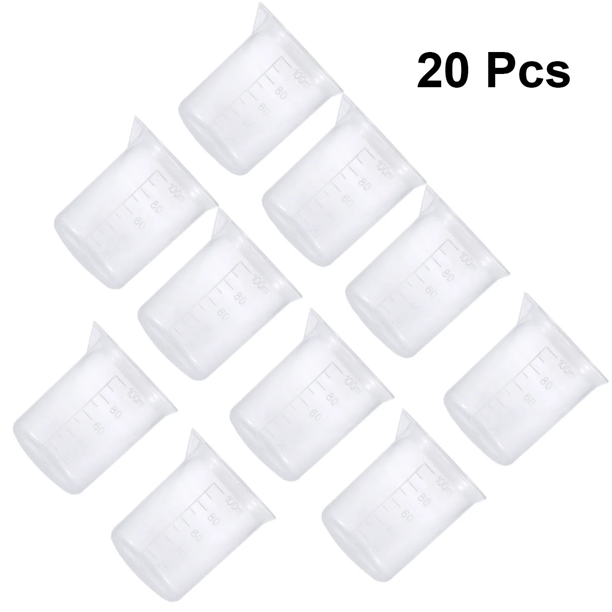 

20Pcs 100ml PP Plastic Beaker Measuring Cup Thick Wall Graduation Lines Easy Read Store Home Baking