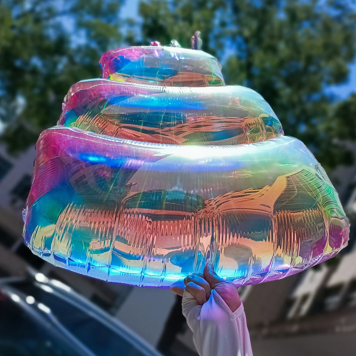 1-teilige bunte Kuchenballons, bunte transparente Aluminiumfolienballons für Geburtstagskuchen, Schieß-Requisiten für Geburtstagsfeiern – Detail 7