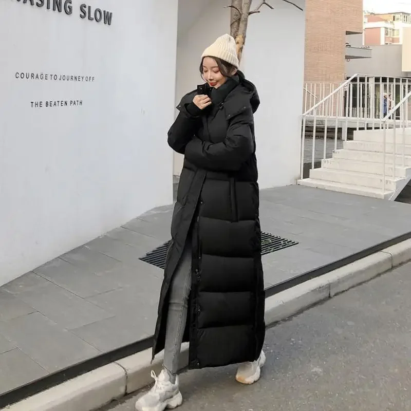 

Winter New Down Cotton Coat Women Long Warm Korean Version Loose Fashion Windproof Hooded Cotton Coat Women Coat Parkas