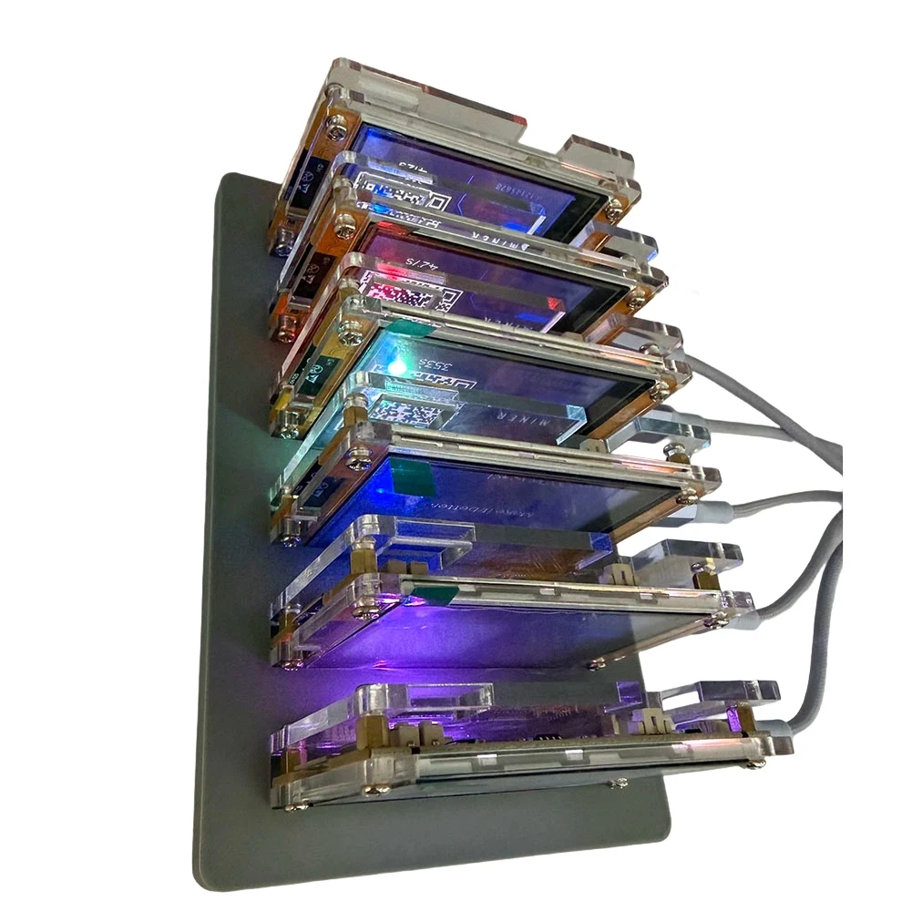 Efficient Home BTC 2.8 Inch Smart Display 5X 1030KH/S Bitcoing Crypto Solo Miner Upgraded Harshrate Nerdminer+ 5 Slots Base Nmmi