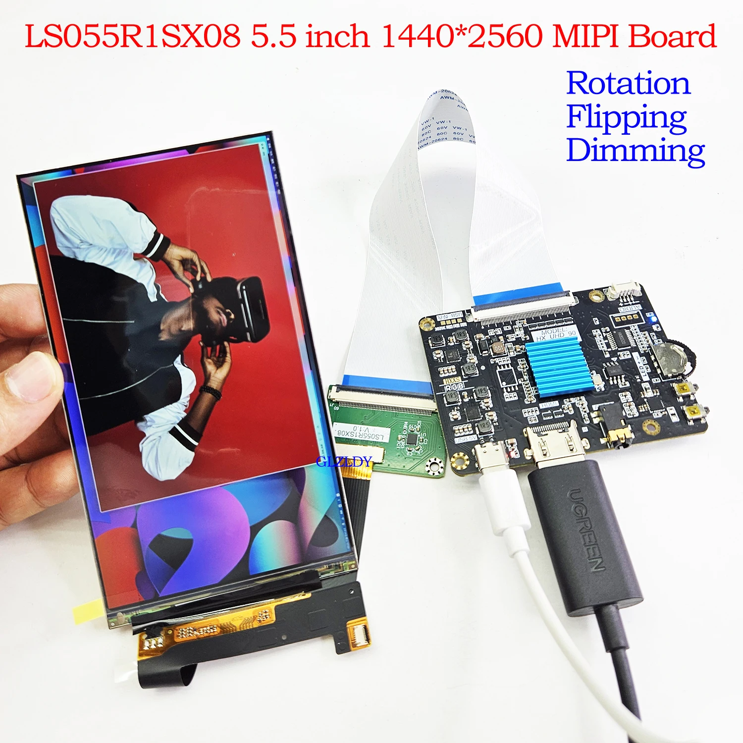 

LS055R1SX08 5,5-дюймовый экран Sharp 2K 1440x2560 MIPI 60Pin LCD с платой драйвера HDMI, HDMI-MIPI для 3D-принтера и портативного проектора