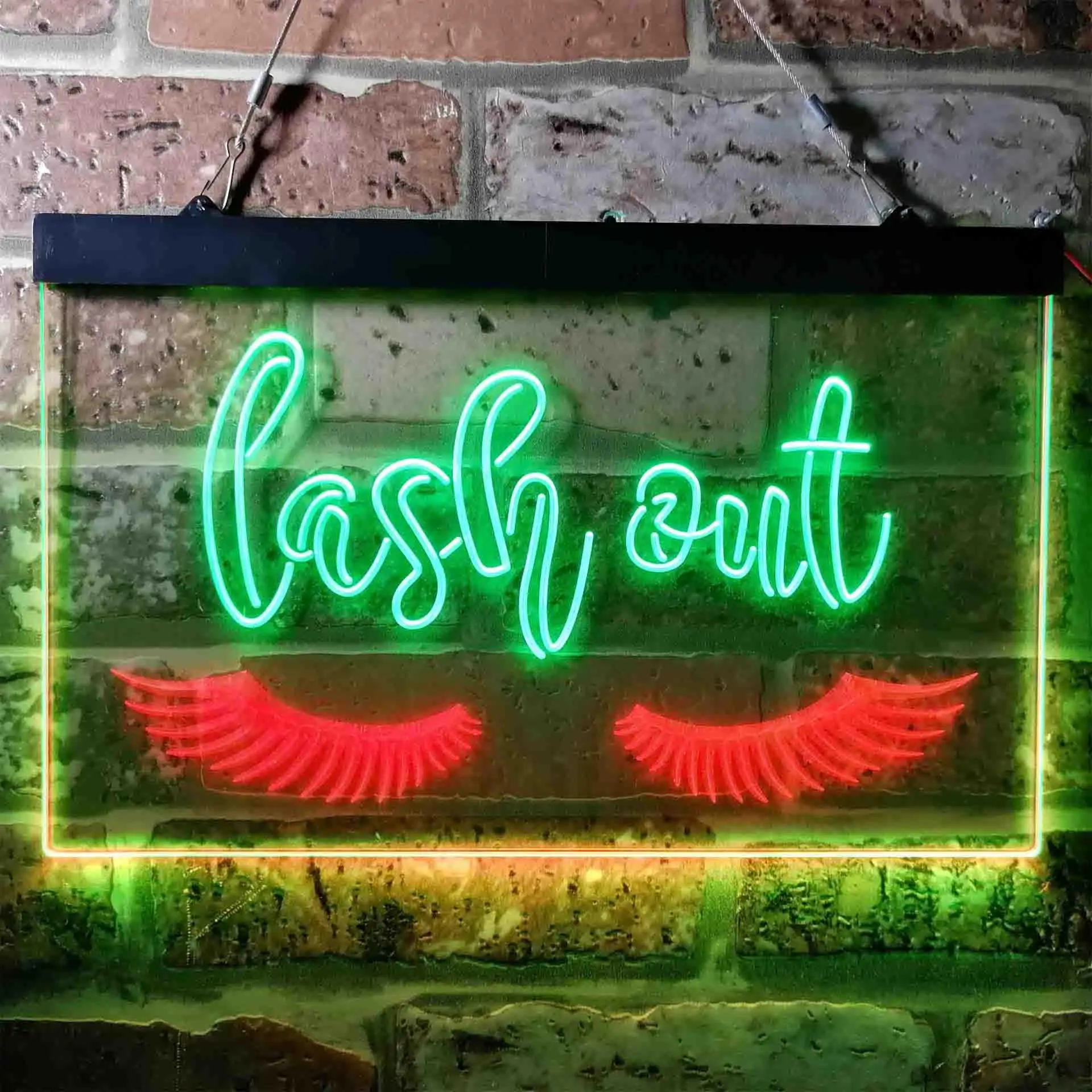 Lash Out Eyelash Lady Girl Room Dual Color Led Neon Sign st6-i3750