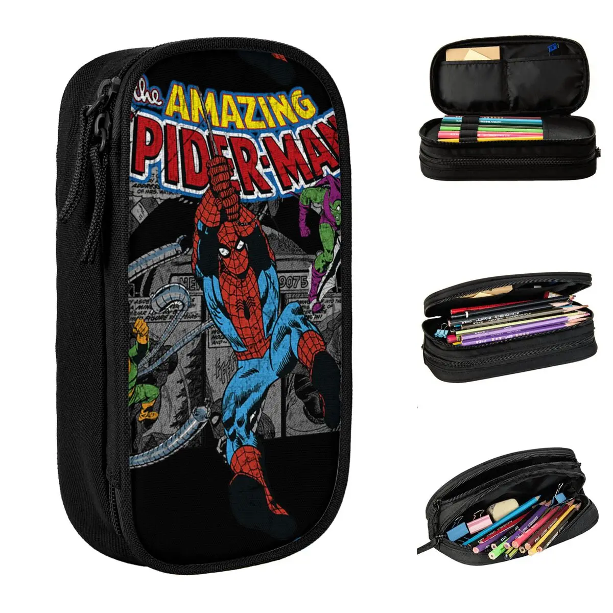 Spiderman Comic Collage Pencil Cases Pencil Pouch Pen Holder Girl Boy Big Capacity Pencil Bags School Supplies Gift Stationery