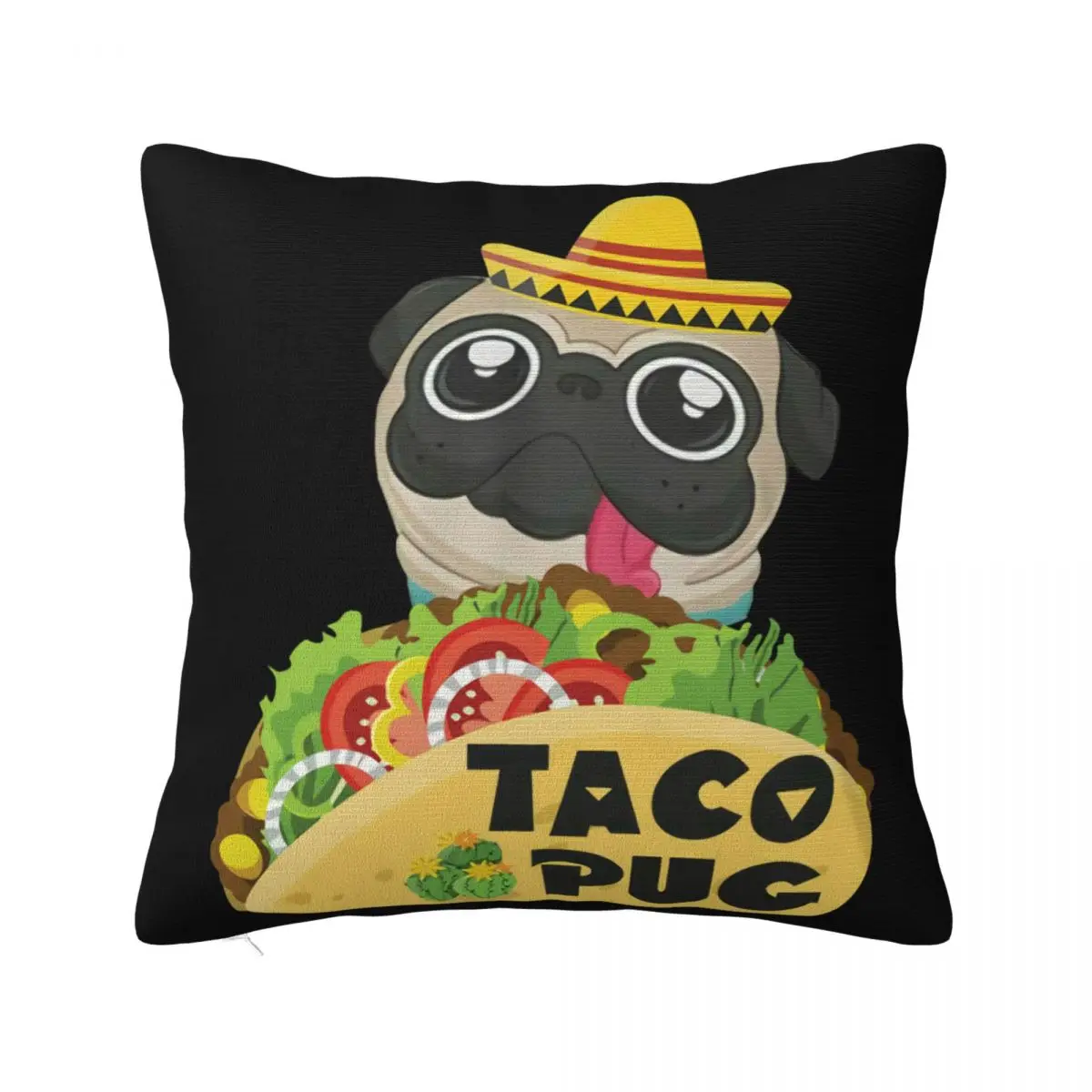 Funny Pet Tees Taco Pug Ttee Cotton CrewFor Men Women Basic Swag Splicing Brand Style Halloween Fitness Funny Pillow Case