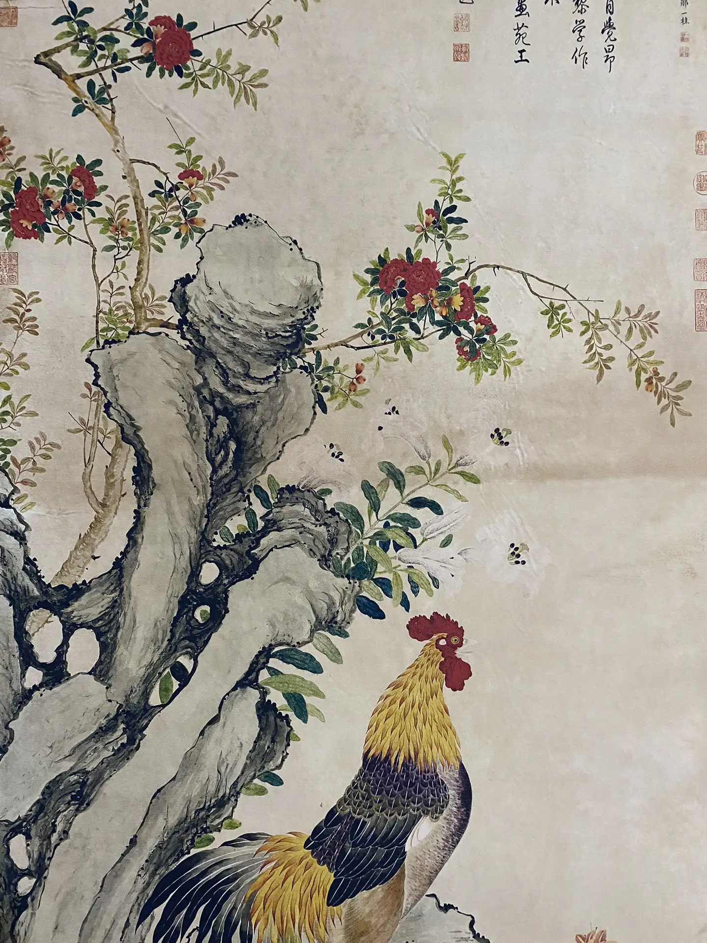 Classical Chinese rice paper parlor rotten film painting Zou Yigui rooster decoration painting