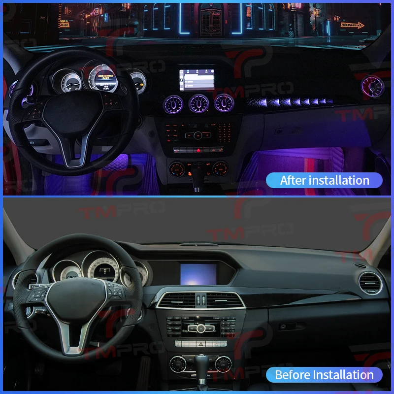 TMPRO 64 Colors LED Safety assistance systems Ambient Lighting For Benz C W204 2010-2014 Interior Decoration