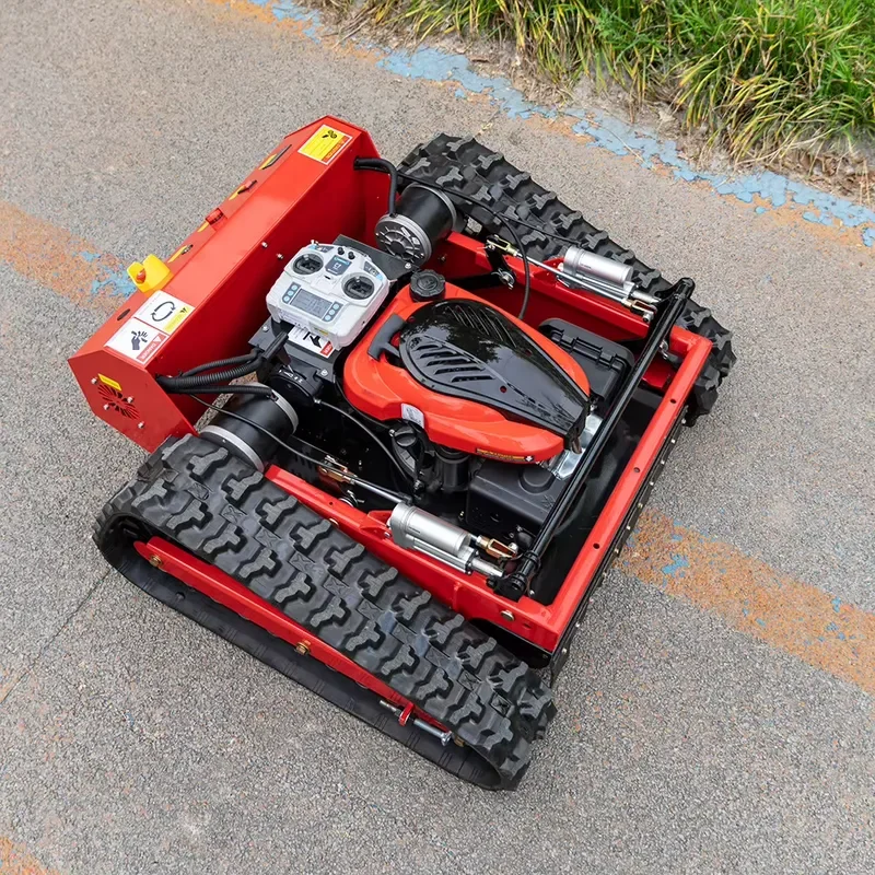 Automatic Remote Controlled Tracked Lawn Mower Dual Remote & Manual Operation Anti-Rollover Safety Design Farm Weeding