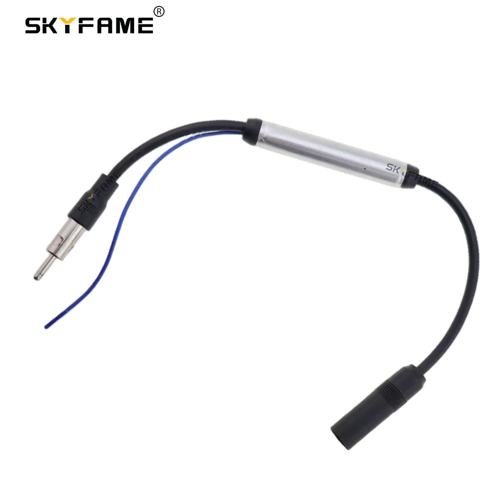 Uniwersalna antena samochodowa SKYFAME, specjalna antena radiowa AM/FM, wzmacniacz sygnału audio, podwójna antena radiowa Fakra RF, adapter antenowy.