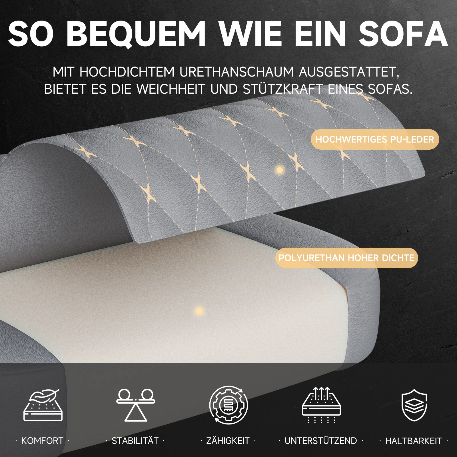 Silla de oficina para juegos con almohada lumbar de masaje, reposapiés retráctil, silla ergonómica de cuero PVC para computadora, fácil montaje, gris