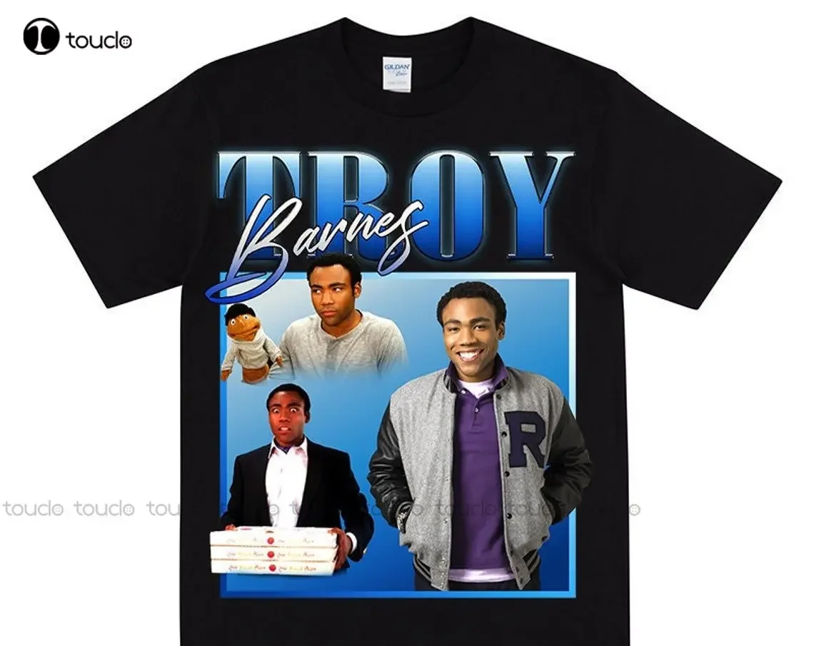 Troy Barnes T-Shirt Troy & Abed In The Morning 90S Style Graphic Tshirt Pizza Box Burning House Meme Birthday Greetings