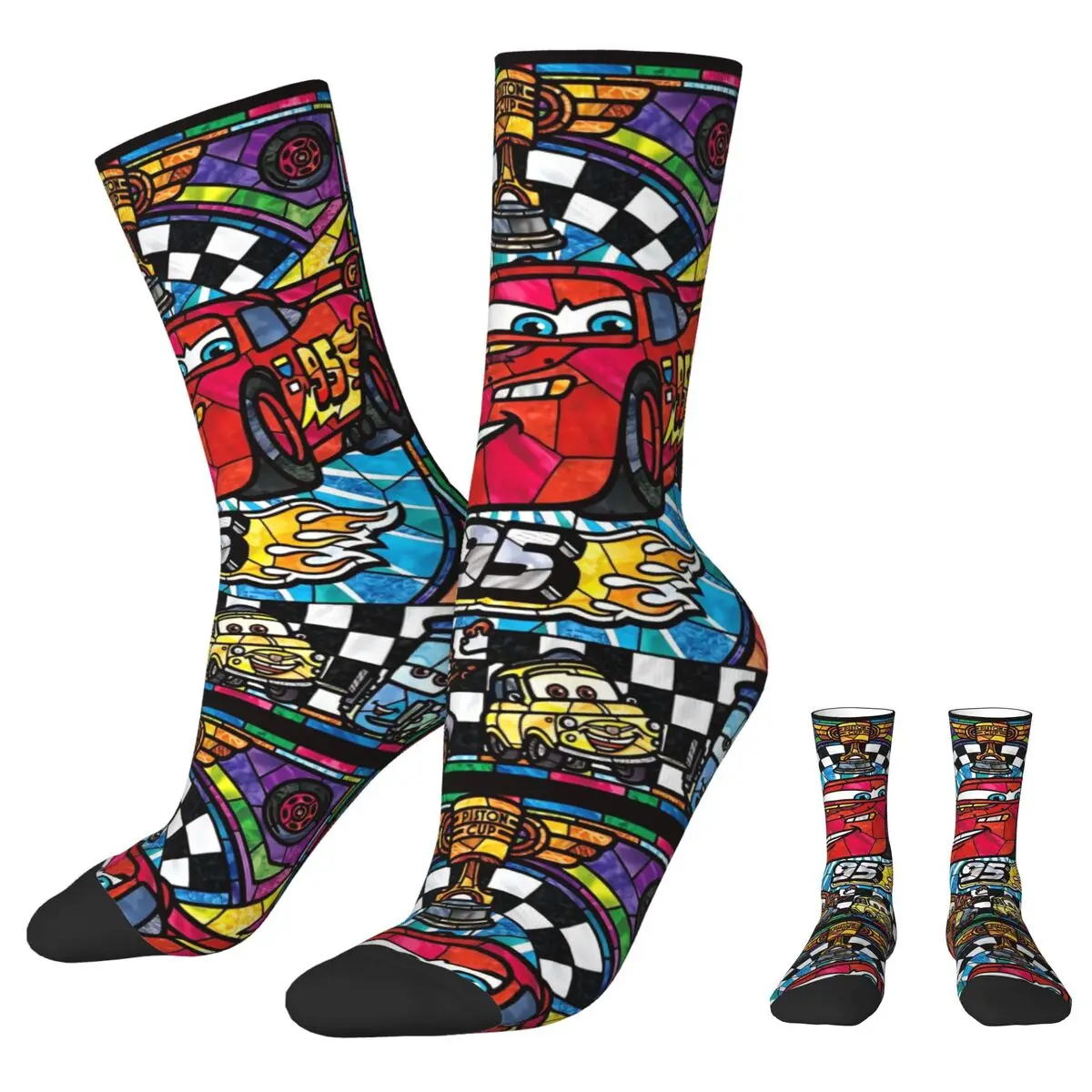 Cars Lightning McQueen 95 Sock Fashion Male Men Socks Casual Piston Cup Sport Women's Socks Spring Summer Autumn Winter