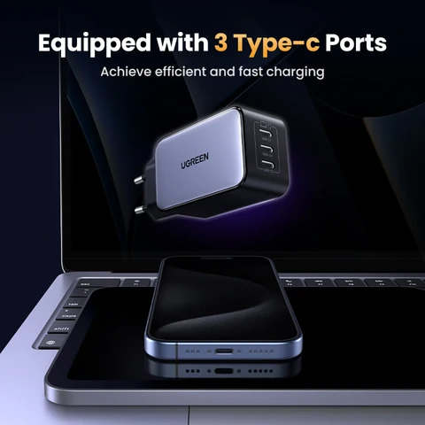 UGREEN 65 Вт GaN Зарядное устройство PPS PD 3.0 USB C Быстрое зарядное устройство Quick Charge 4.0 3.0 Для Macbook Ноутбук Планшет iPhone 17 15 15 Pro Samsung