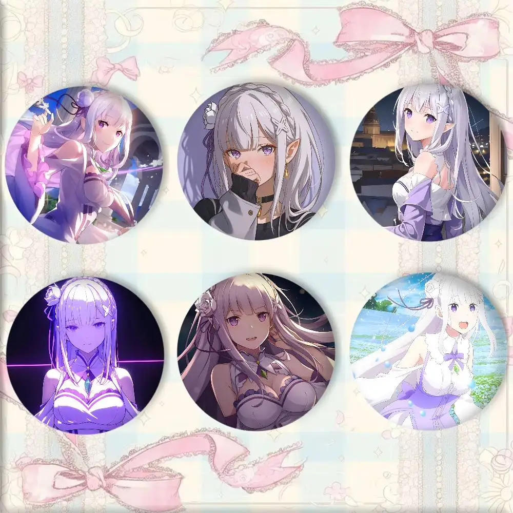Anime Characters Emilia Badge Tinplate DIY Backpack Clothing Accessories Jewelry Pins