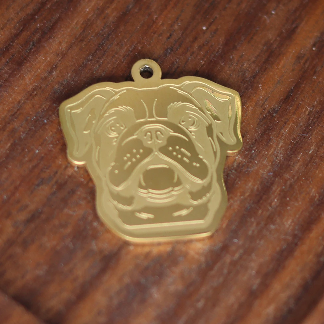 2pcs Gold Color Stainless Steel Charms Lucky Pet Dog Animal Pendant Charms for Jewelry Making Necklace Craft Metal Accessories