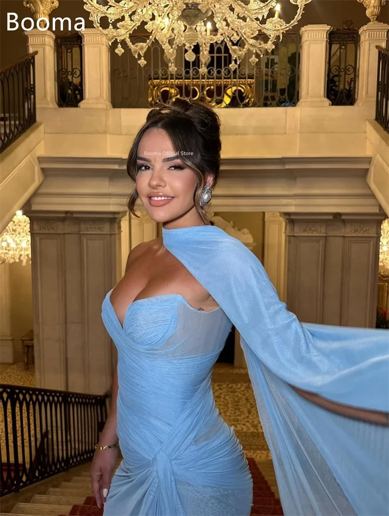 Booma فساتين سهرة بسيطة بحورية البحر باللون الأزرق قبالة الكتف فساتين رسمية للنساء فساتين حفلات أنيقة مصنوعة حسب الطلب 2025