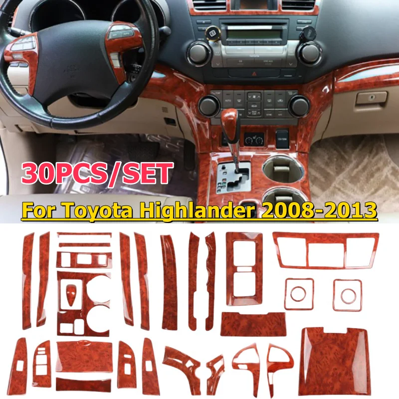 

30X желтый отделка внутренней панели из персикового дерева для Toyota Highlander 2008-2013 гг.