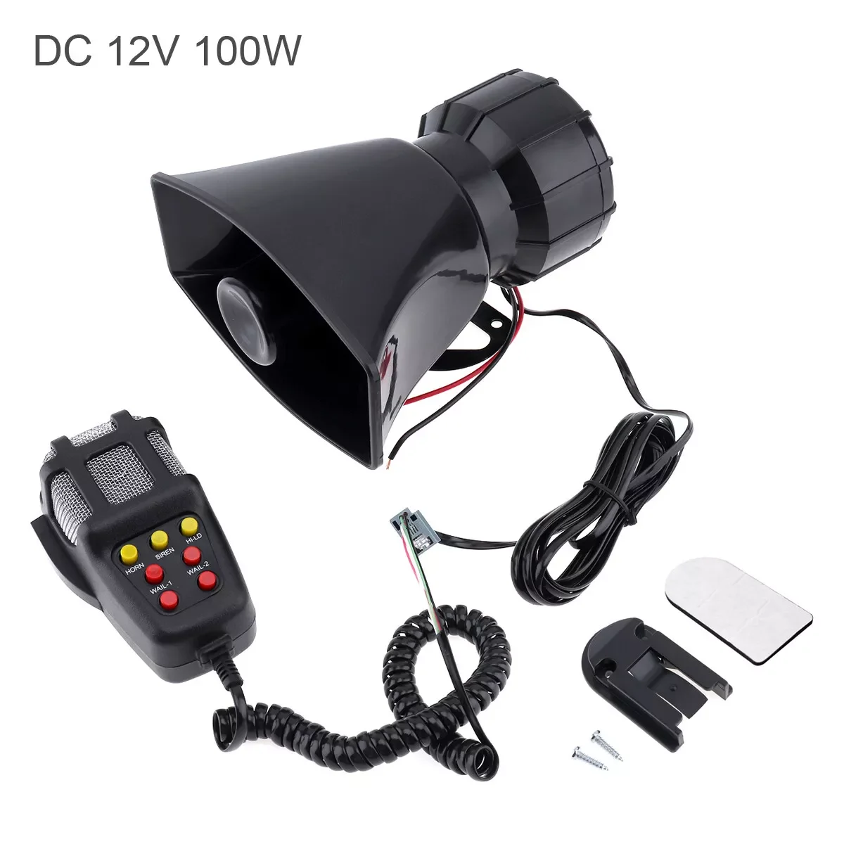 

7 Tone Sound Car Siren Megaphone Vehicle Auto Warning Horn Alarm Loudspeaker Super Speakers Loud 12V 100W With Microphone
