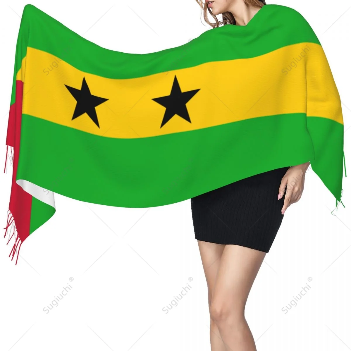 SAO Tome ผ้าพันคอผ้าพันคอผ้าพันคอลายธงชาติ, ผ้าคลุมไหล่ให้ความอบอุ่นสำหรับทั้งชายและหญิงใช้ได้ทั้งชายและหญิง