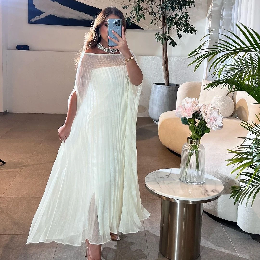 Santorini Robes De Soiree Strapless Side Slit Ankle Length Prom Dresses Pleats Overskirts Dubai Party Evening Gowns Customized