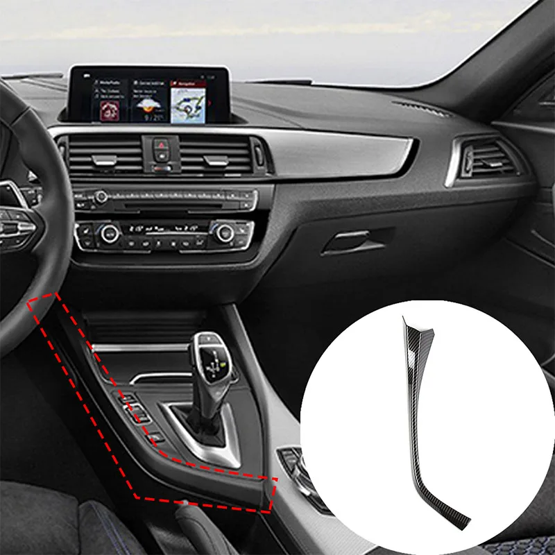 For BMW Imported 1 Series 2 Series/F20/F22 Gear L-Shaped Side Strips for 17-2019, Interior Sticker ABS Carbon Fiber Pattern LHD