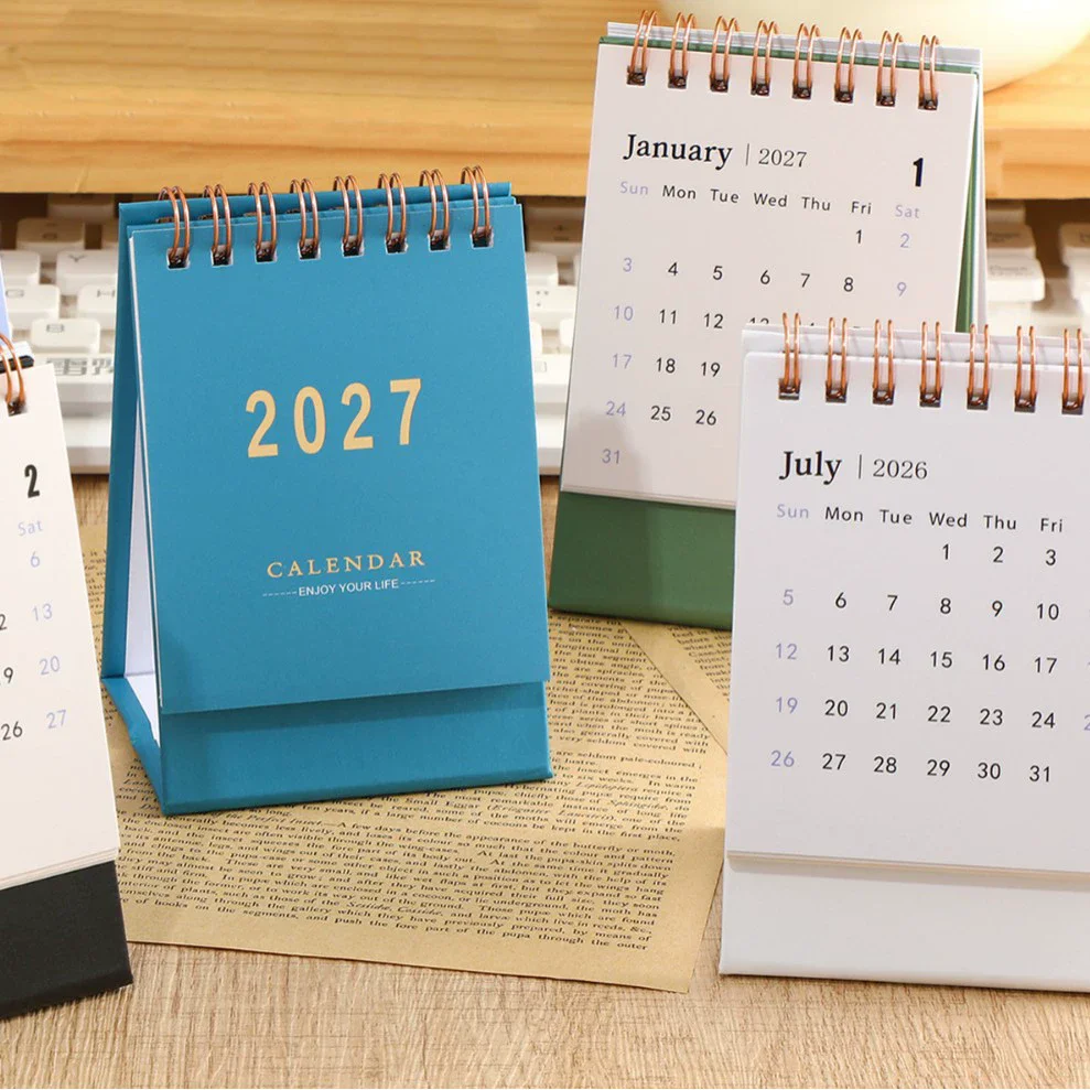 English small desk calendar 2027 minimalist solid color Morandi calendar desktop memo note message small ornament