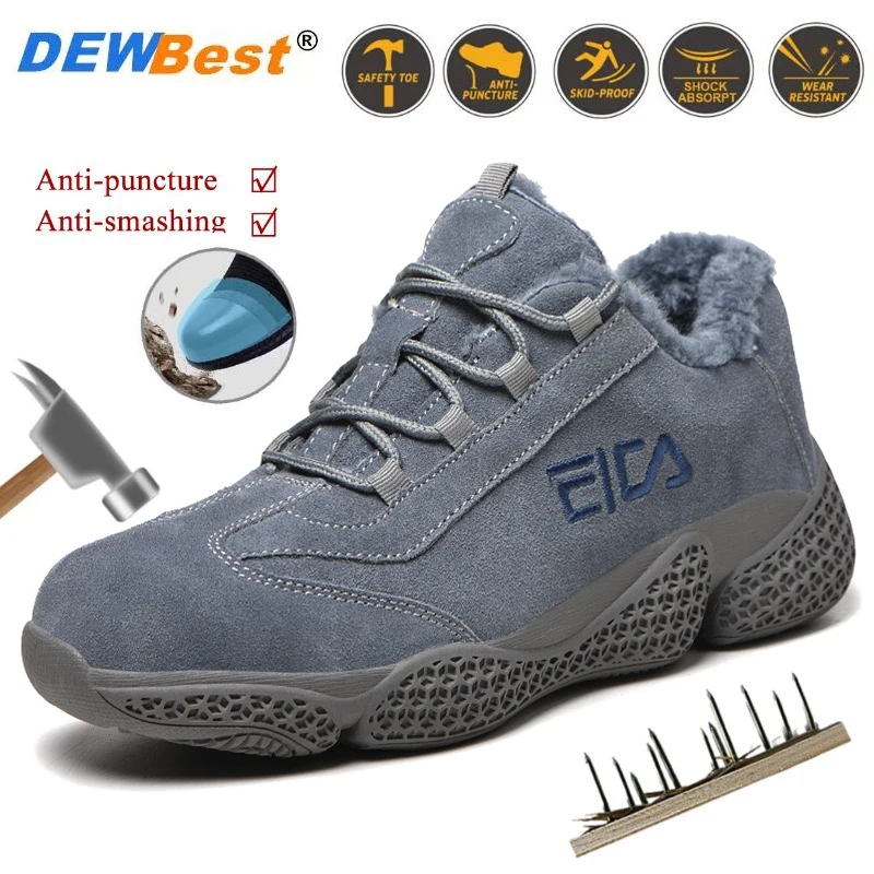 New Winter Fleece-Lined, Insulated Welding Safety Shoes with Steel Toes—Impact-Resistant and Puncture-Resistant