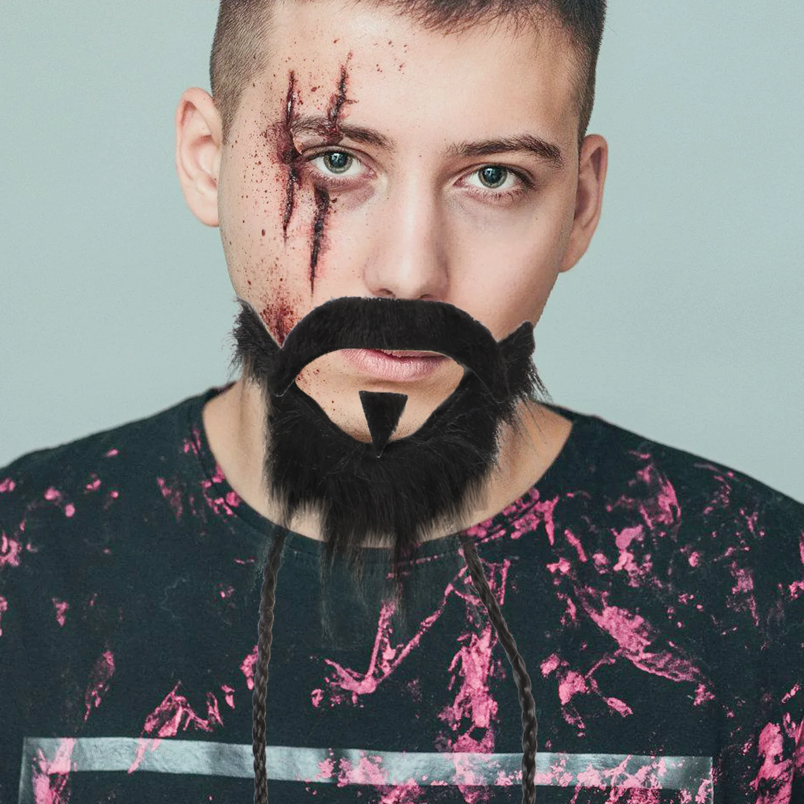 Barba Falsa Bigode Artificial, Barba Falsa Engraçada, Chin Braid Cosplay, 1 Conjunto