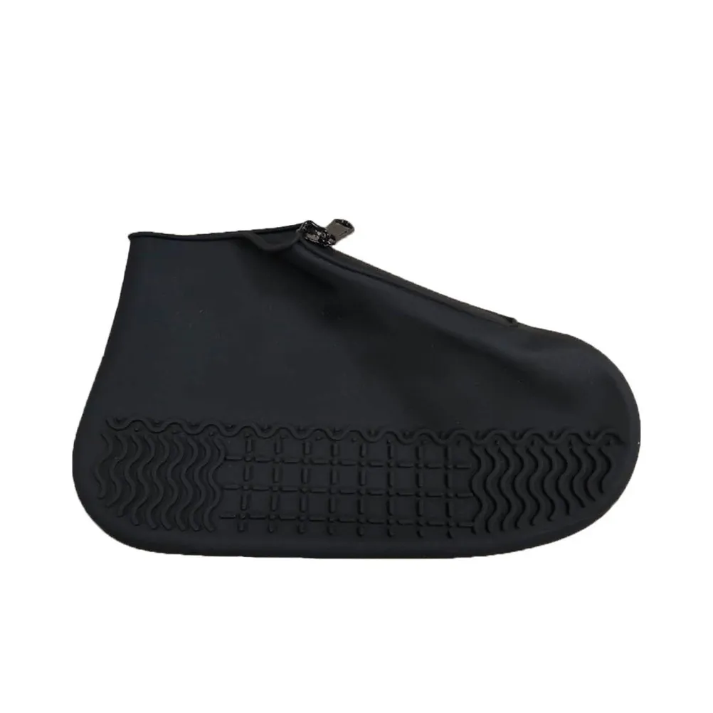 

1 Pair Anti-Skid Waterproof Shoes Protective Cover Silicone Rain Boots Cover Size M Black Outdoor Mud Splash Resistant