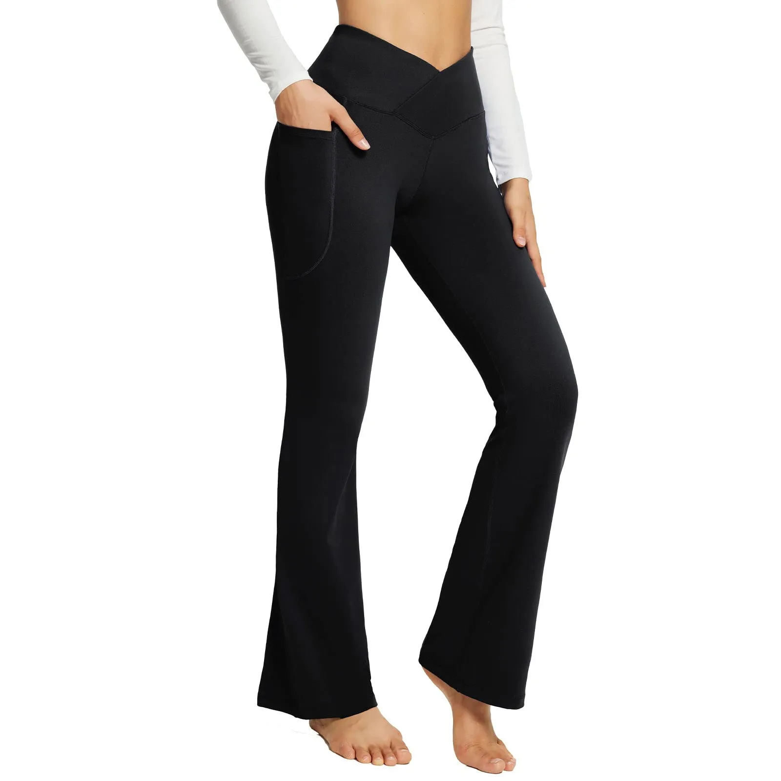 Dames Laars Cut Yoga Broek Flare Leggings Hoge Taille Crossover Workout Lounge Bell Bottom Jazz Jurk Mode Bell Broek