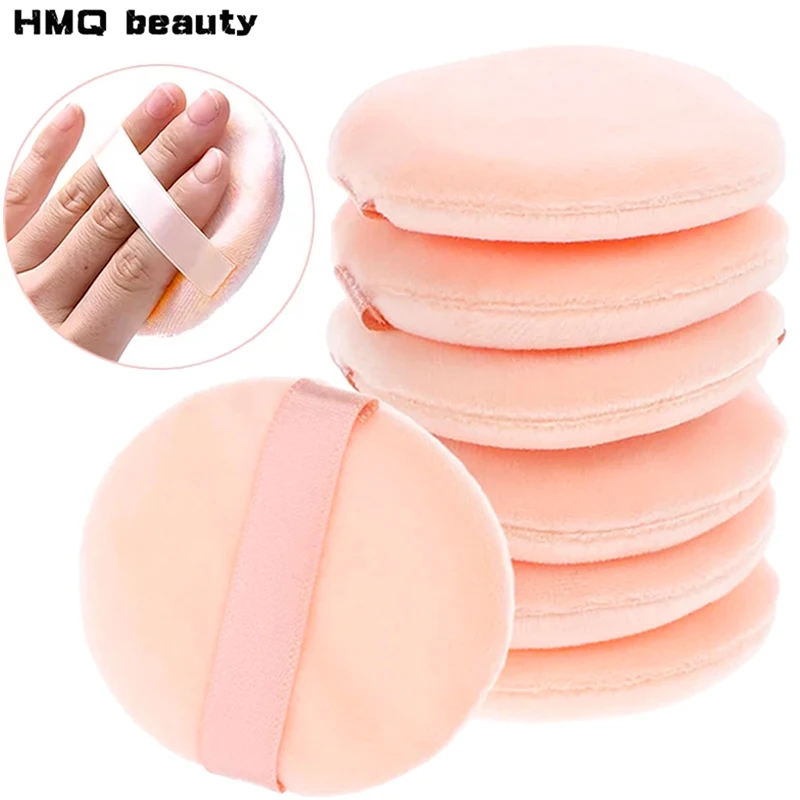 Round Velvet Powder Puff Soft Flocked Cotton Puff for Loose Powder & Setting Makeup Sponge Puff for Foundation Flawless Finish