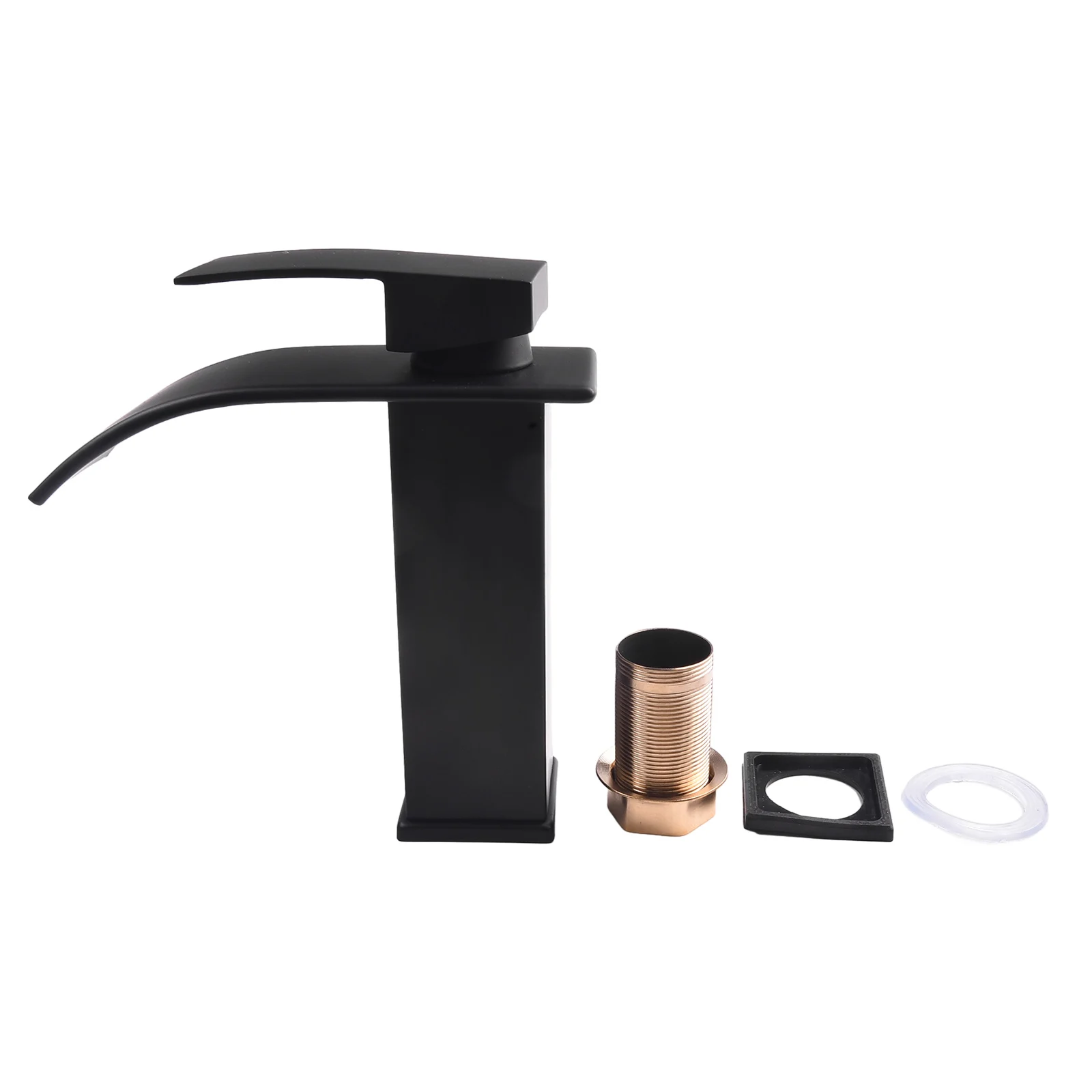 

Black Bathroom Basin Faucet Deck Mount Single Holder Single Hole Hot And Cold Faucet Stainless Steel Brass Material Modern Fauce